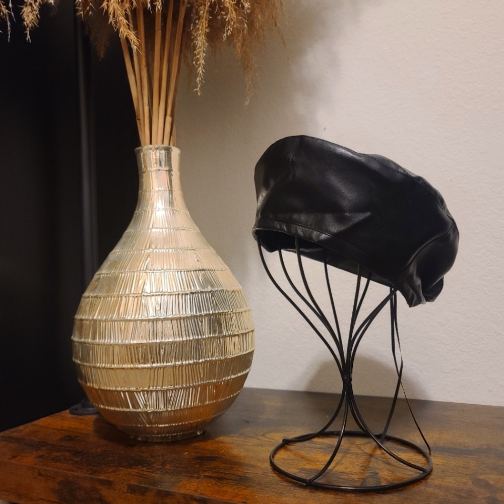 Faux Leather Beret *Adjustable Size*